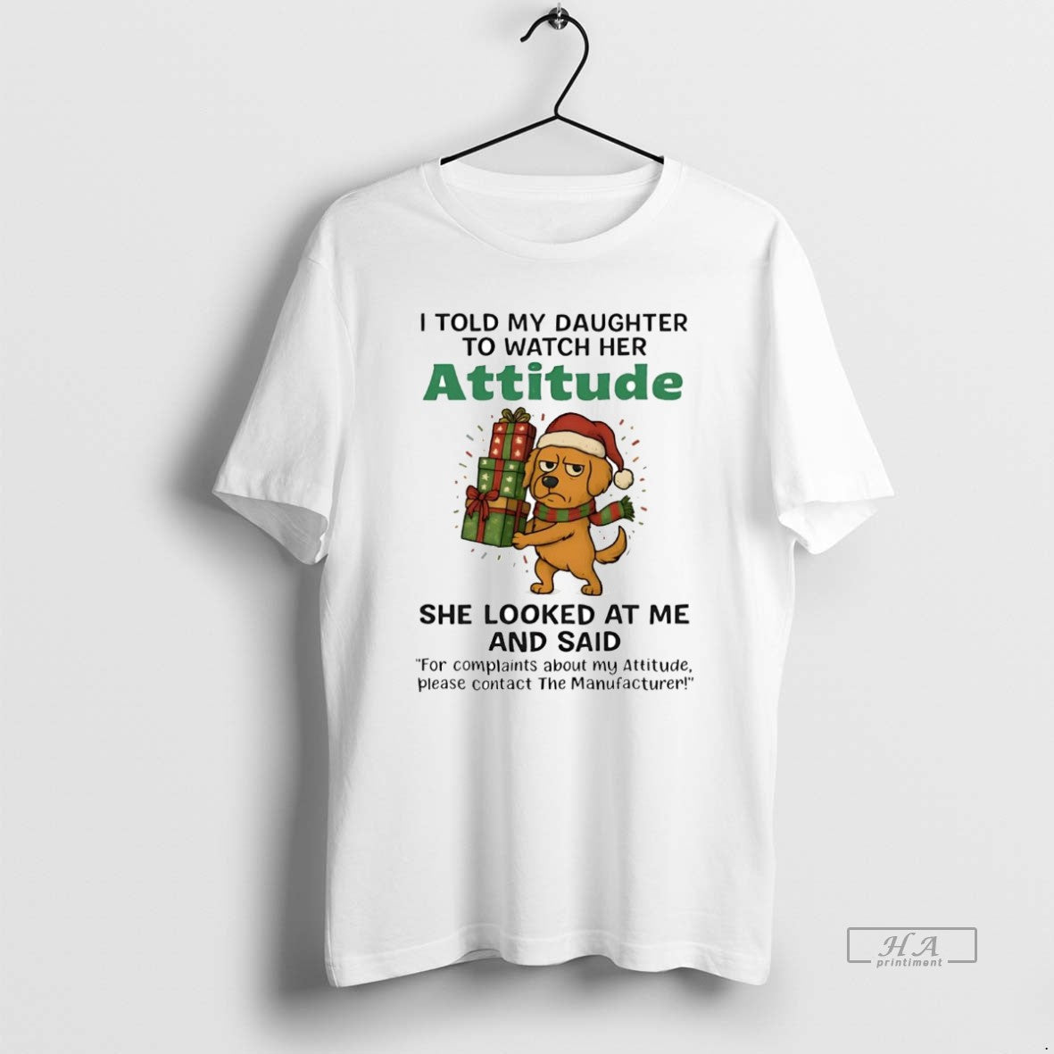 Official Golden Retriever I Told My Daughter To Watch Her Attitude Christmas T-Shirts, Hoodie, Sweatshirt | PopFlextees.com