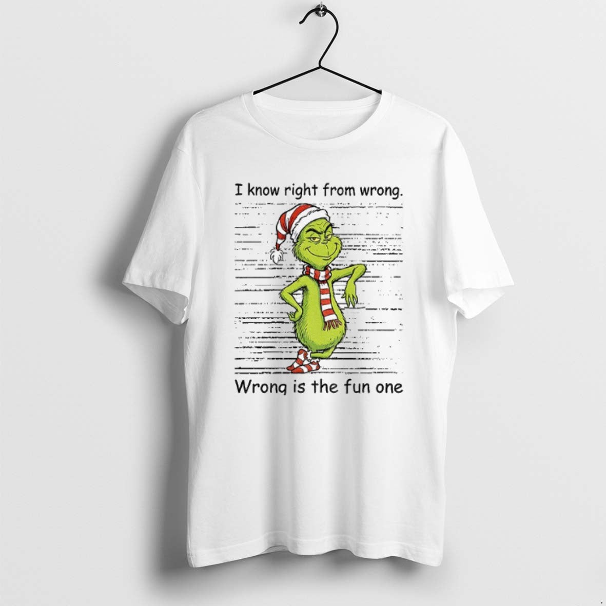 Official Grinch Santa I Know Right From Wrong Wrong Is The Fun One Christmas T-Shirts, Hoodie, Sweatshirt | PopFlextees.com