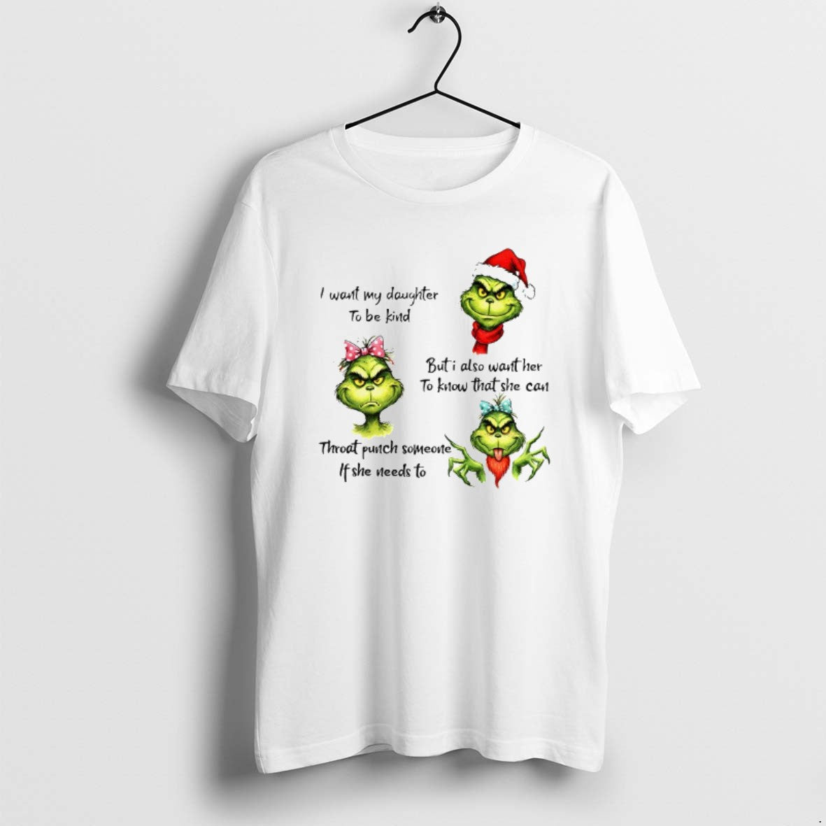 Official Grinch Santa I Want My Daughter To Be Kind But I Also Want Her T-Shirts, Hoodie, Sweatshirt | PopFlextees.com