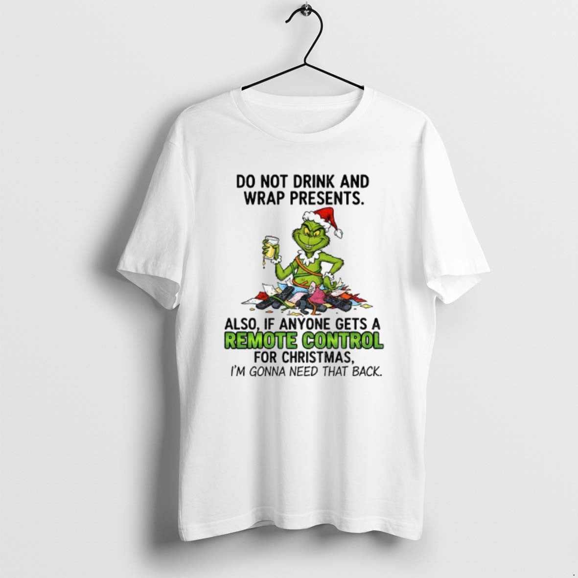 Official Grinch Santa Hat Do Not Drink And Wrap Presents Also If Anyone Gets T-Shirts, Hoodie, Sweatshirt | PopFlextees.com