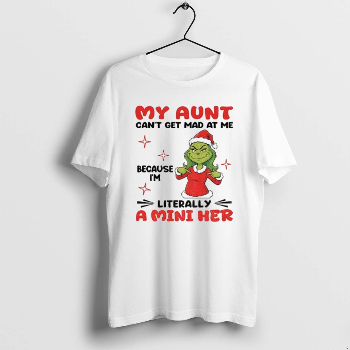 Official Grinch Santa Hat My Aunt Cant Get Mad At Me Because Im Literally T-Shirts, Hoodie, Sweatshirt | PopFlextees.com