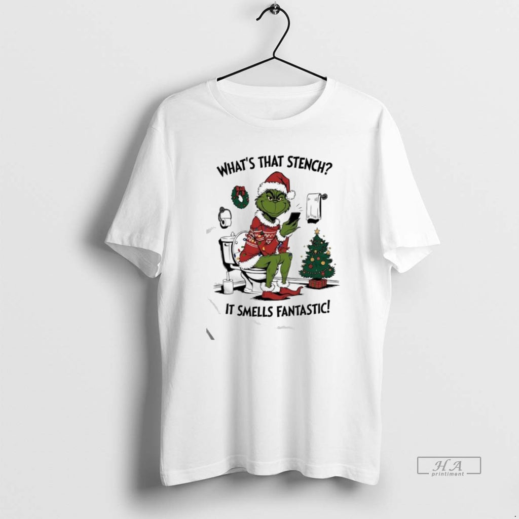 Official Grinch Santa Whats That Stench It Smells Fantastic T-Shirts, Hoodie, Sweatshirt | PopFlextees.com