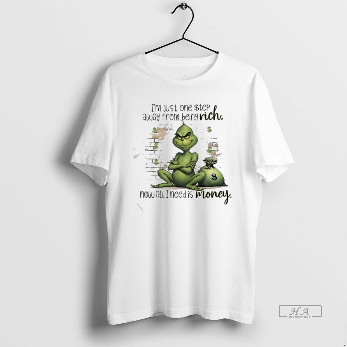 Official Grinch Just One Step Away From Being Rich Rich Now All I Need Is T-Shirts, Hoodie, Sweatshirt | PopFlextees.com