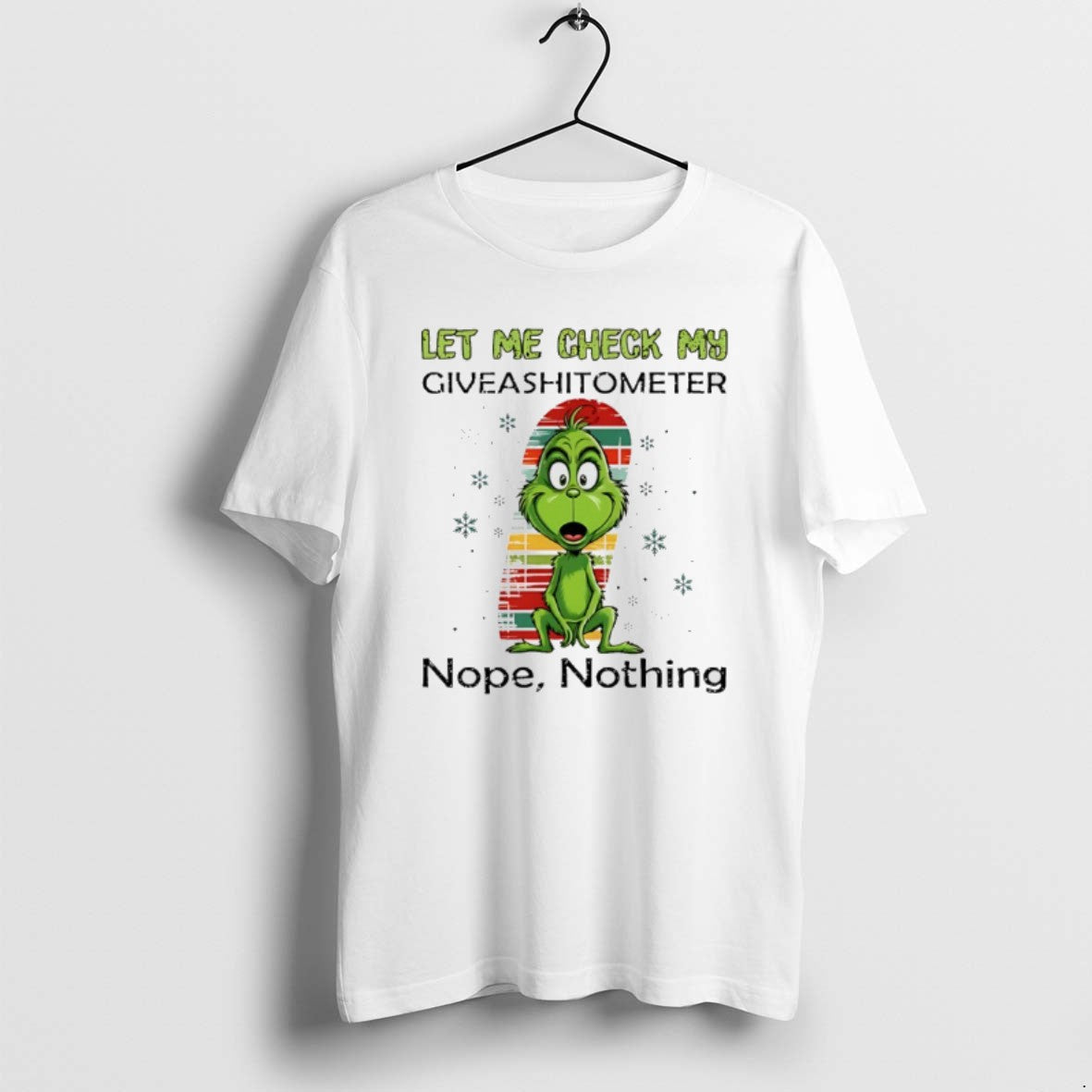 Official Grinch Let Me Check My Giveshitometer Nope Nothing Christmas 2025 T-Shirts, Hoodie, Sweatshirt | PopFlextees.com