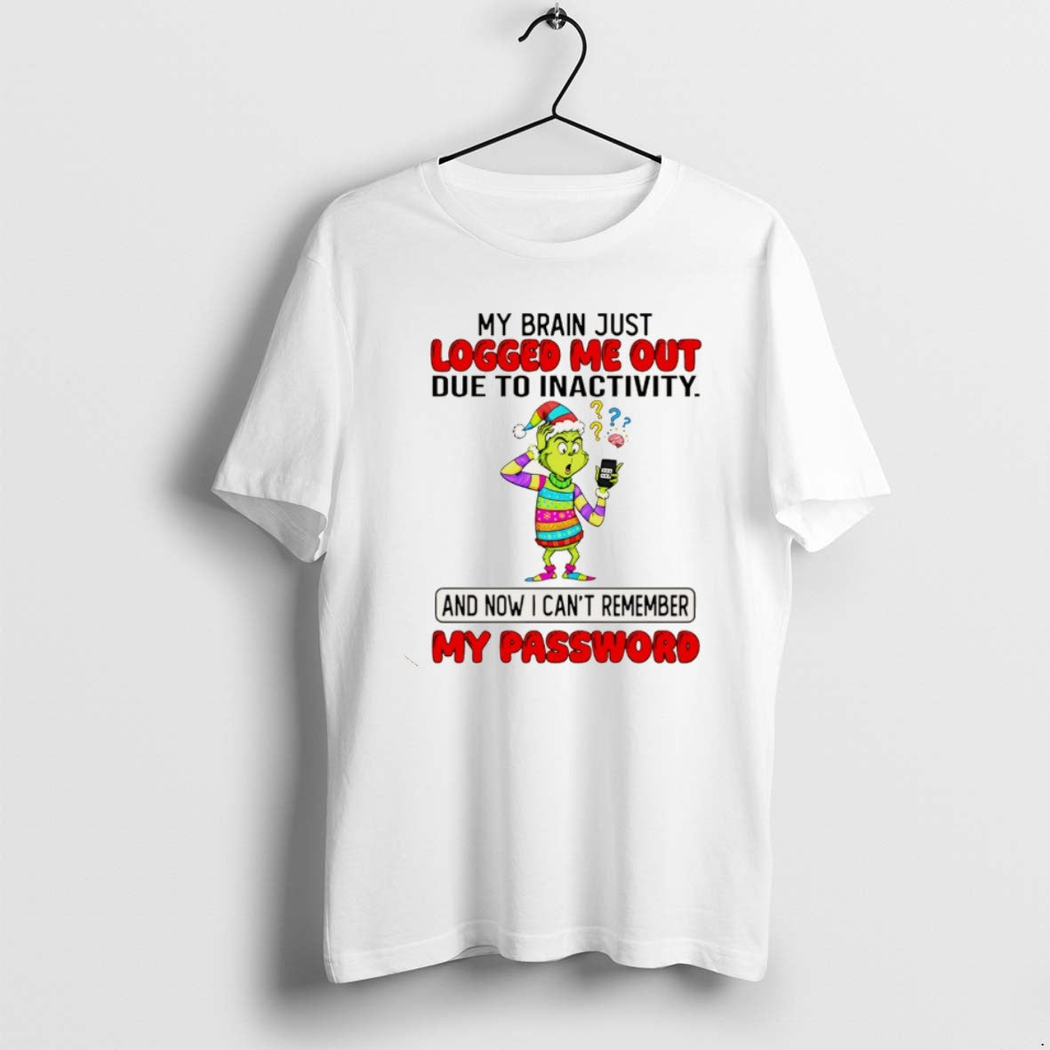Official Grinch My Brain Just Logged Me Out Due To Inactivity My Password Christmas T-Shirts, Hoodie, Sweatshirt