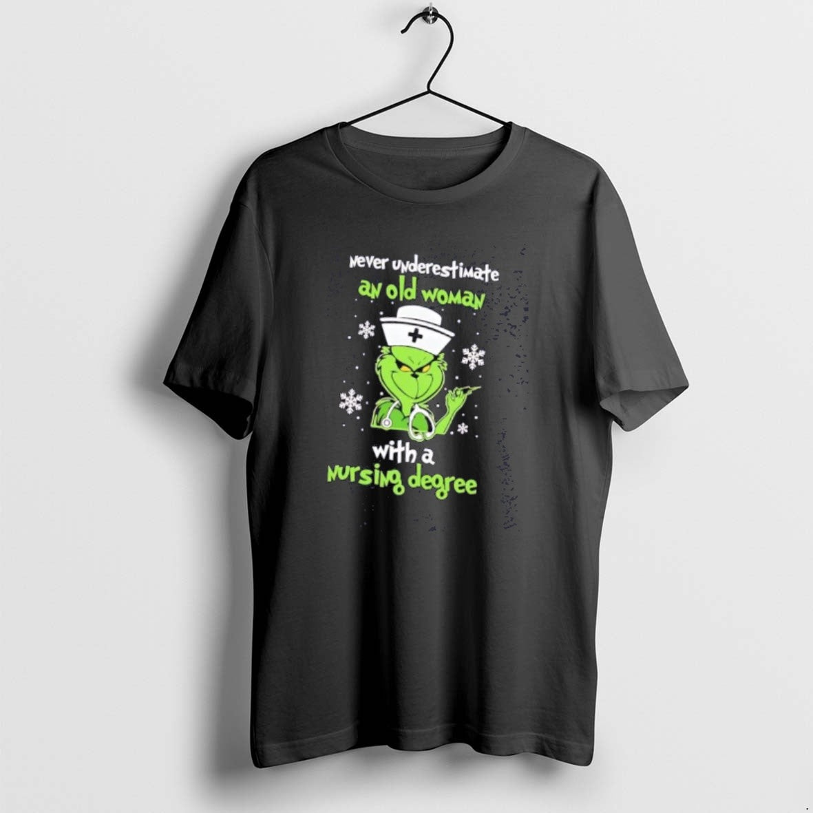 Official Grinch Never Underestimate An Old Woman With A Nursing Degree T-Shirts, Hoodie, Sweatshirt | PopFlextees.com