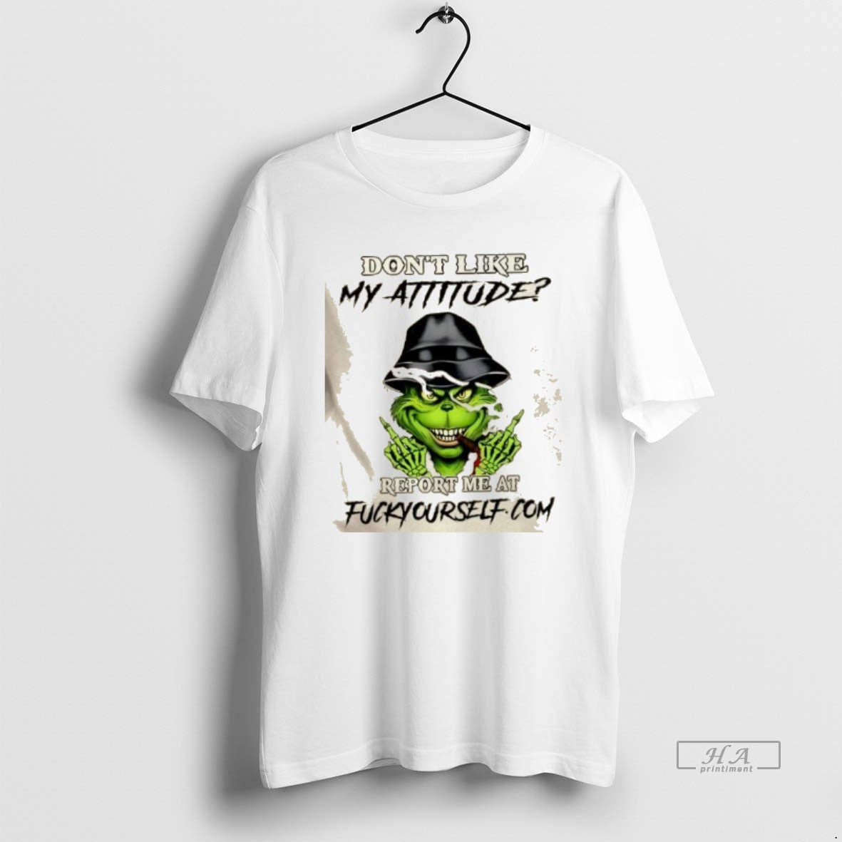 Official Grinch Smoking Dont Like My Attitude Reportme At Fuckyourself T-Shirts, Hoodie, Sweatshirt | PopFlextees.com