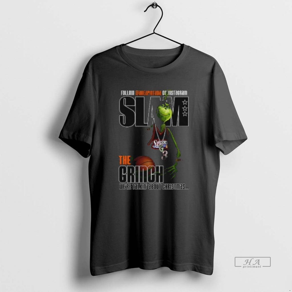 Official Grinch X Allen Iverson Philadelphia 76ers Basketball Slam The Grinch Were Talkin About Christmas T-Shirts,...