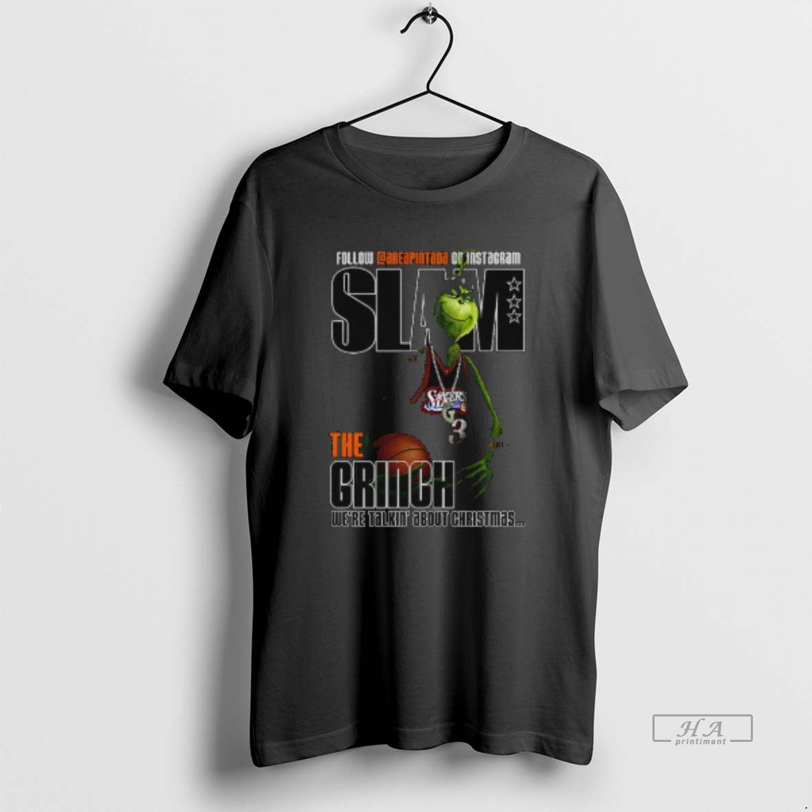 Official Grinch X Allen Iverson Philadelphia 76ers Basketball Slam The Grinch Were Talkin About Christmas T-Shirts,...