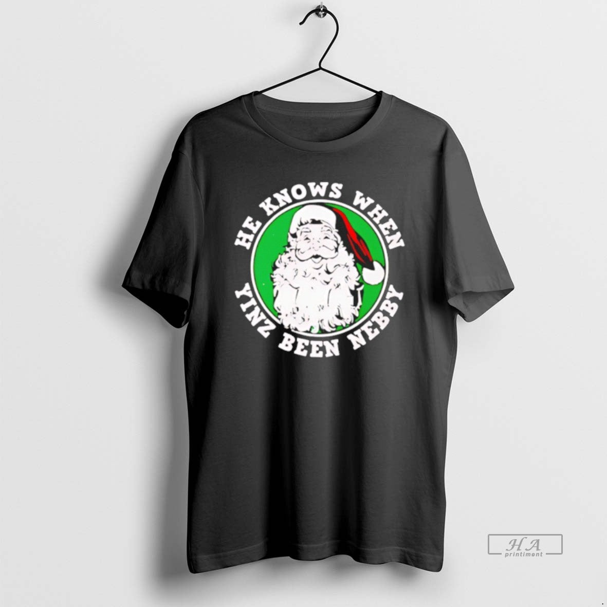 Official He Knows When Yinz Been Nebby Santa Christmas T-Shirts, Hoodie, Sweatshirt | PopFlextees.com