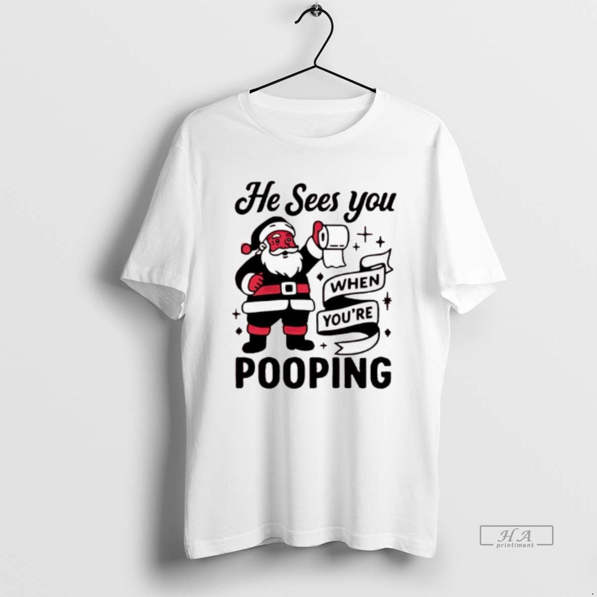 Official He Sees You When Youre Pooping Christmas Santa Claus T-Shirts, Hoodie, Sweatshirt | PopFlextees.com