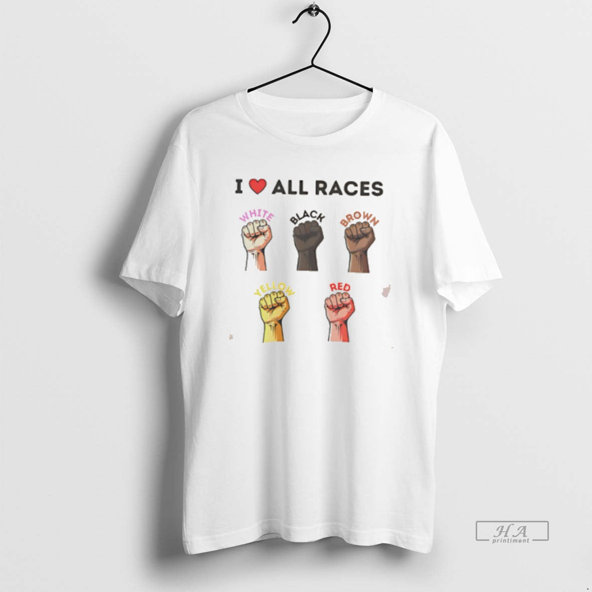 Official I Love All Races White Black Brown Yellow Red Tee Hoodie, Sweatshirt | PopFlextees.com