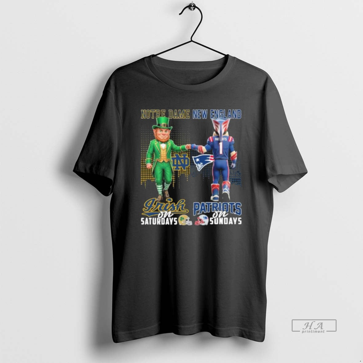 Official Irish Vs Patriots Mascot On Saturdays And On Sundays T-Shirts, Hoodie, Sweatshirt | PopFlextees.com