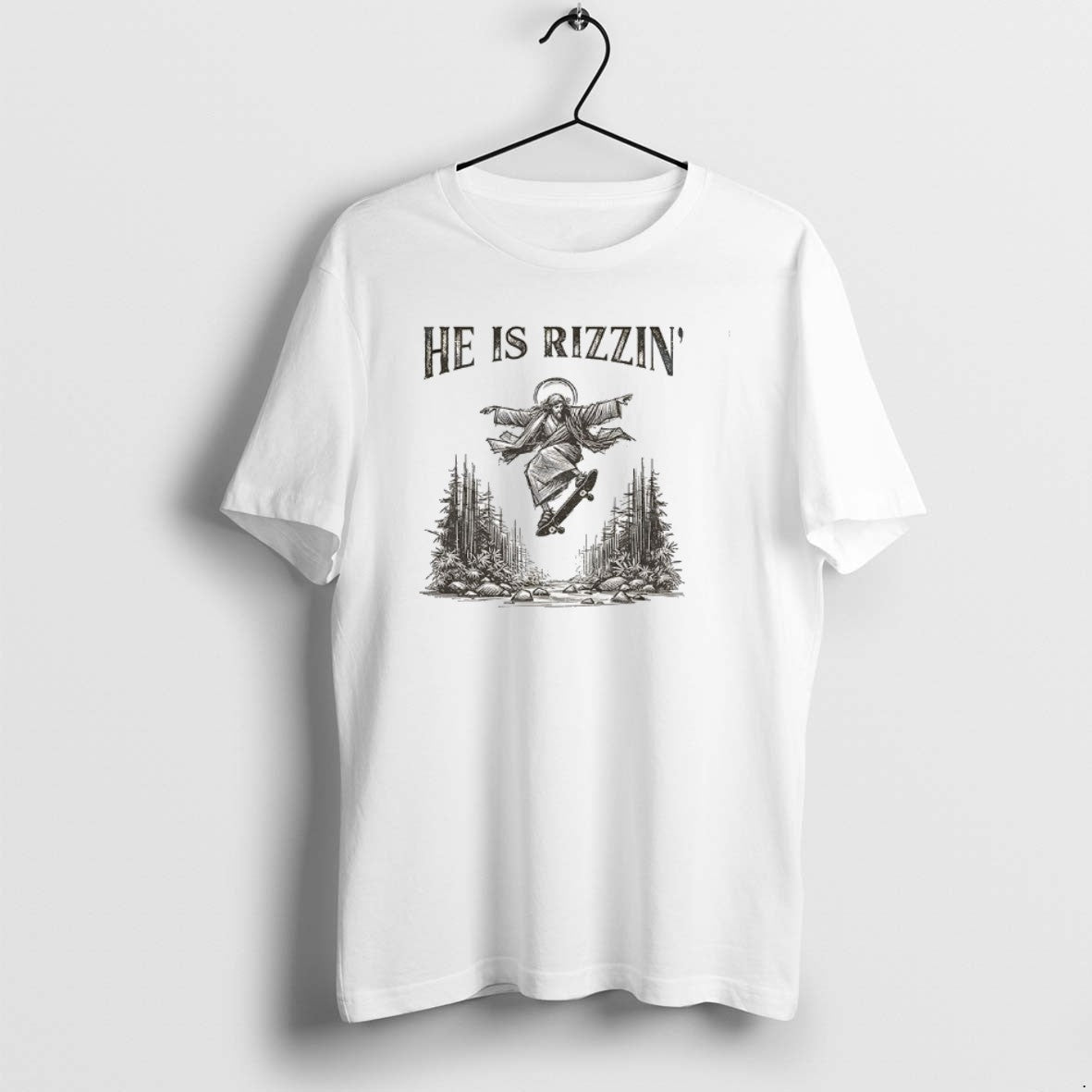 Official Jesus Skateboarding He Is Rizzin Vintage T-Shirts, Hoodie, Sweatshirt | PopFlextees.com