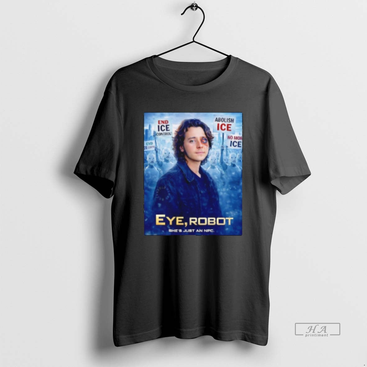 Official Kaden Rummler Eye Robot Shes Just An Npc End Ice Control T-Shirts, Hoodie, Sweatshirt | PopFlextees.com