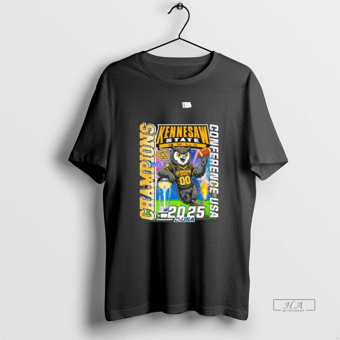 Official Kennesaw State Owls Mascot 2025 C Usa Football Champions T-Shirts, Hoodie, Sweatshirt | PopFlextees.com