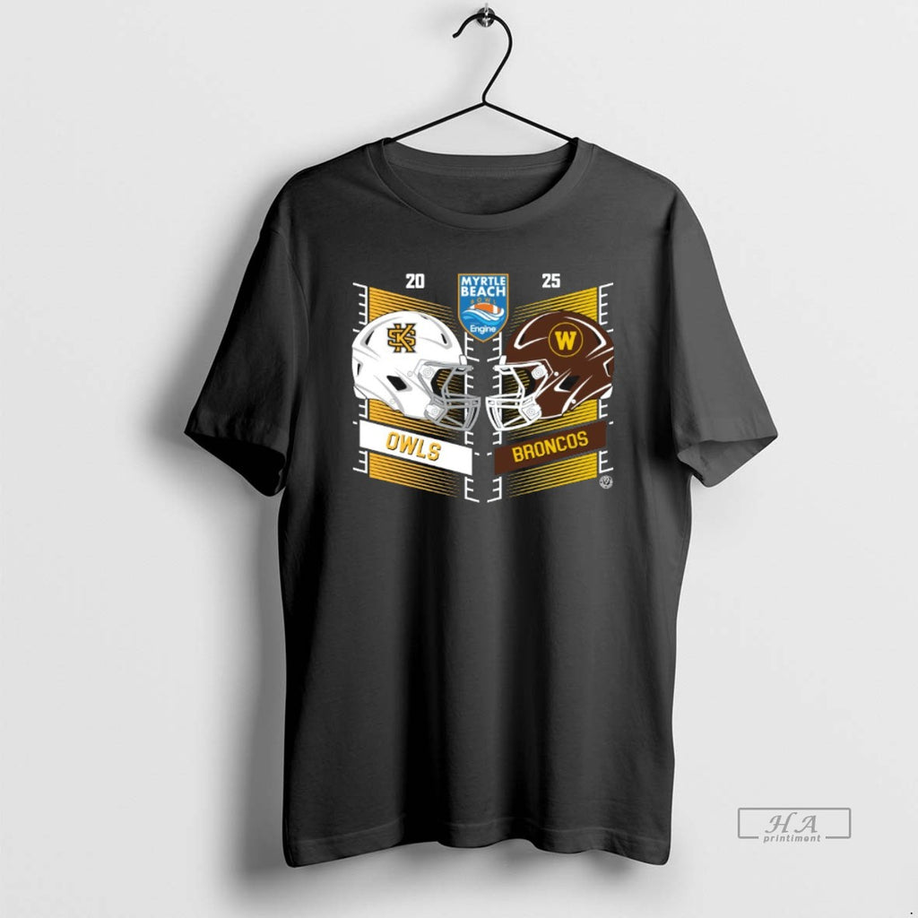 Official Kennesaw State Owls Vs Western Michigan Broncos 2025 Myrtle Beach Bowl Head To Head T-Shirts, Hoodie, Sweatshirt