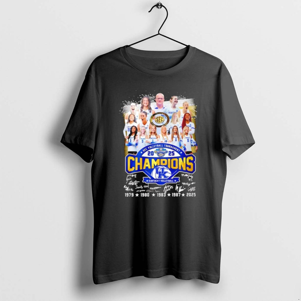 Official Kentucky Wildcats Sec Volleyball Tournament 2025 Champions Signatures Seasons T-Shirts, Hoodie, Sweatshirt