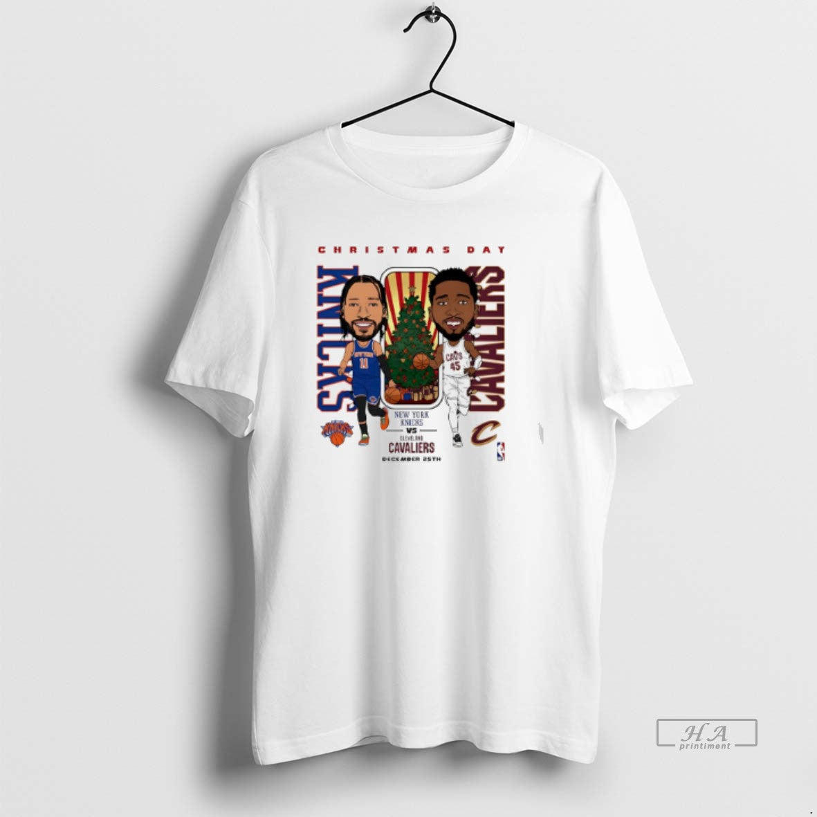 Official Knicks Vs Cavaliers 2025 Nba Christmas Day Match Up Caricature T-Shirts, Hoodie, Sweatshirt | PopFlextees.com