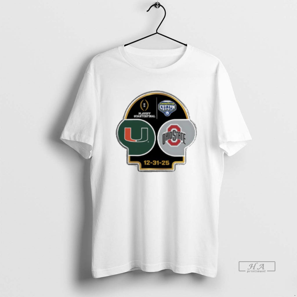 Official Miami Vs Ohio State Playoff Quarterfinal 2025 Goodyear Cotton Bowl T-Shirts, Hoodie, Sweatshirt | PopFlextees.com