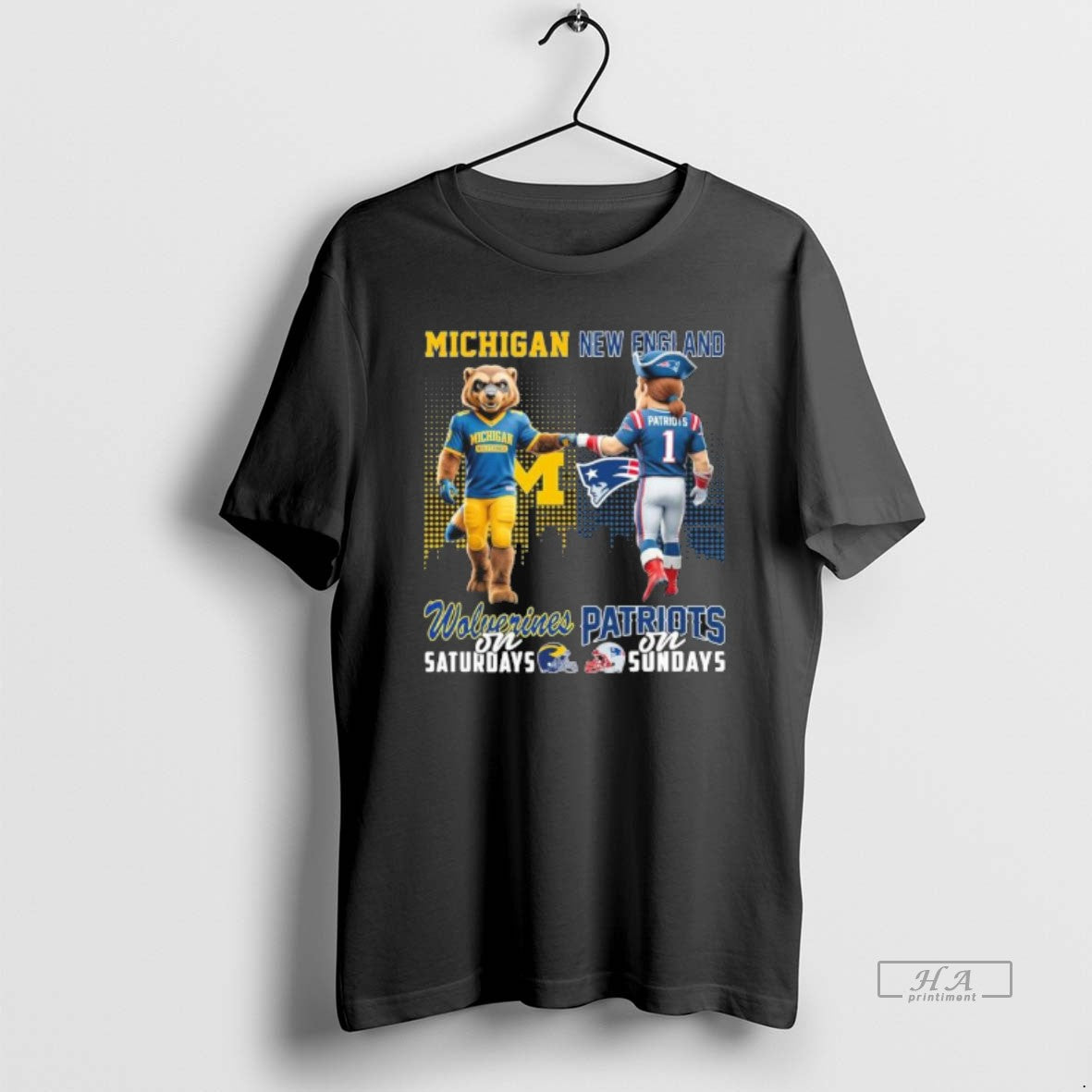 Official Michigan Vs Patriots Mascot On Saturdays And On Sundays T-Shirts, Hoodie, Sweatshirt | PopFlextees.com