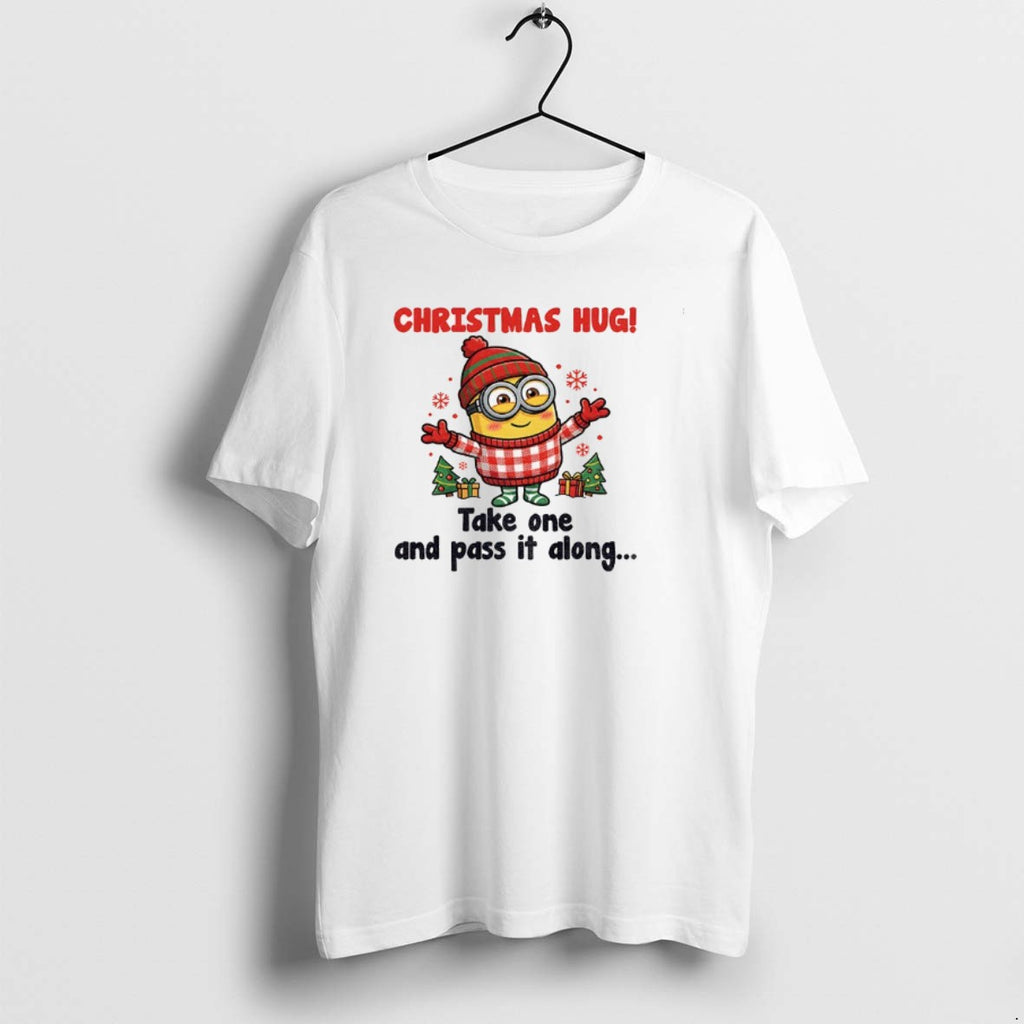 Official Minion Santa Christmas Hug Take One And Pass It Along Christmas T-Shirts, Hoodie, Sweatshirt | PopFlextees.com