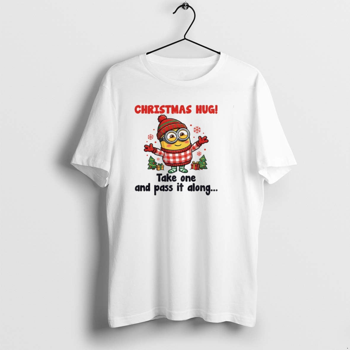 Official Minion Santa Christmas Hug Take One And Pass It Along Christmas T-Shirts, Hoodie, Sweatshirt | PopFlextees.com