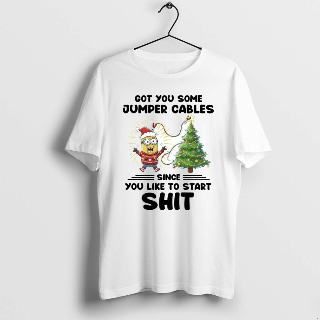 Official Minion Got You Some Jumper Cables Since You Like To Start Shit Christmas T-Shirts, Hoodie, Sweatshirt