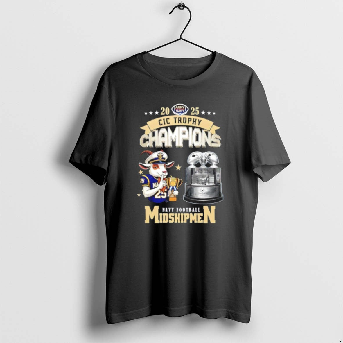 Official Navy Midshipmen Football 2025 Cic Trophy Champions Mascot T-Shirts, Hoodie, Sweatshirt | PopFlextees.com