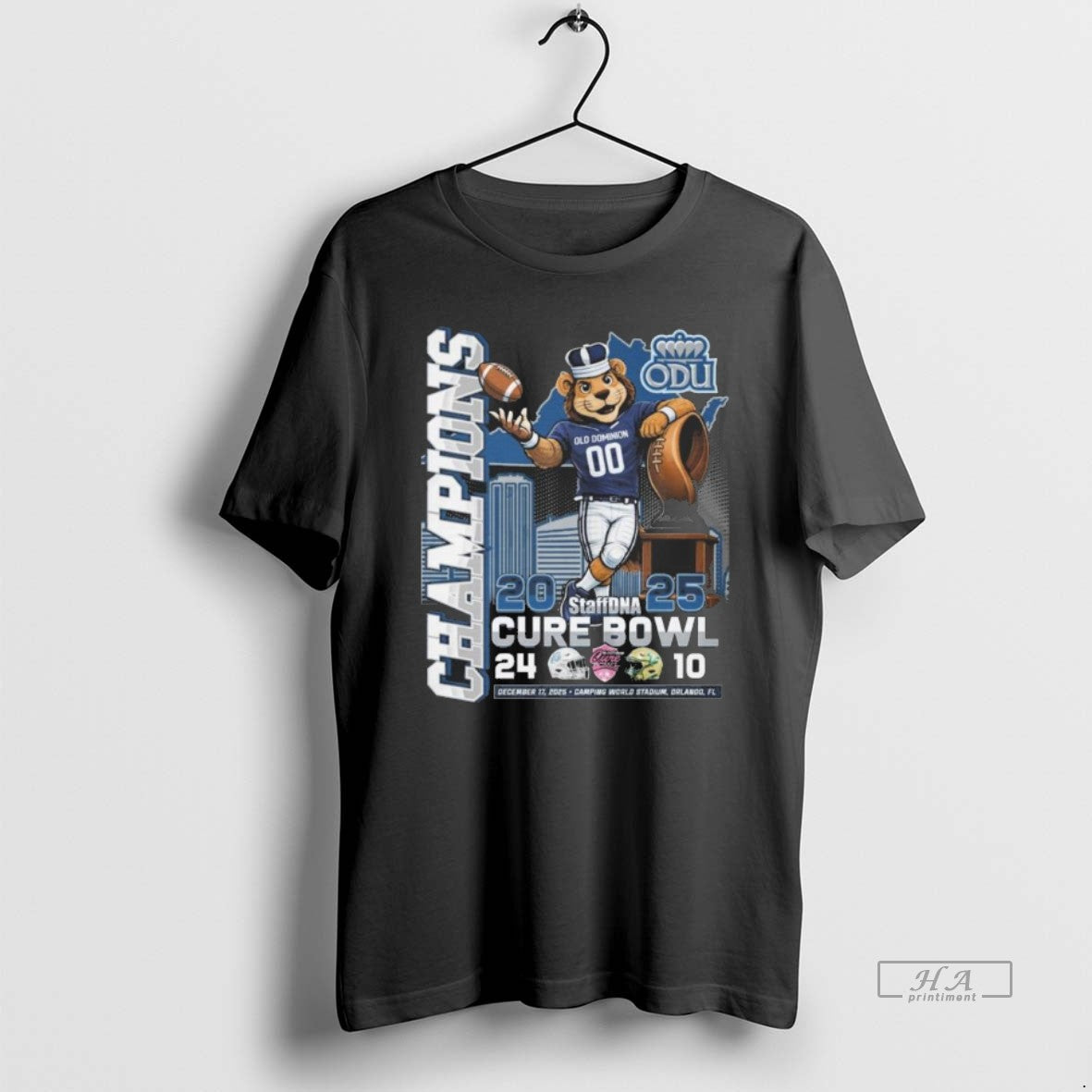 Official Old Dominion Monarchs 2025 Staffdna Cure Bowl Champions Mascot T-Shirts, Hoodie, Sweatshirt | PopFlextees.com