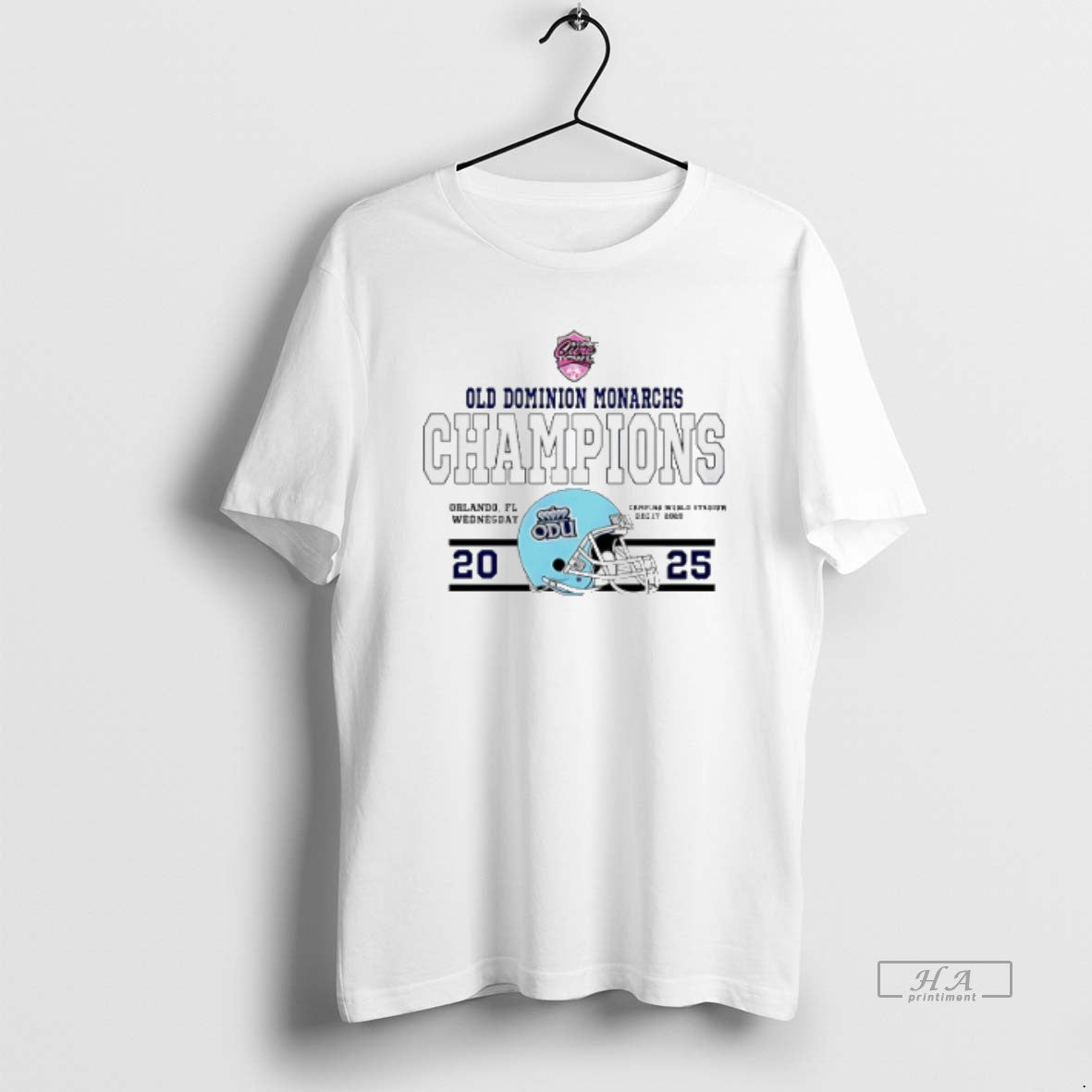 Official Old Dominion Monarchs Football 2025 Cure Bowl Champions Helmet T-Shirts, Hoodie, Sweatshirt | PopFlextees.com