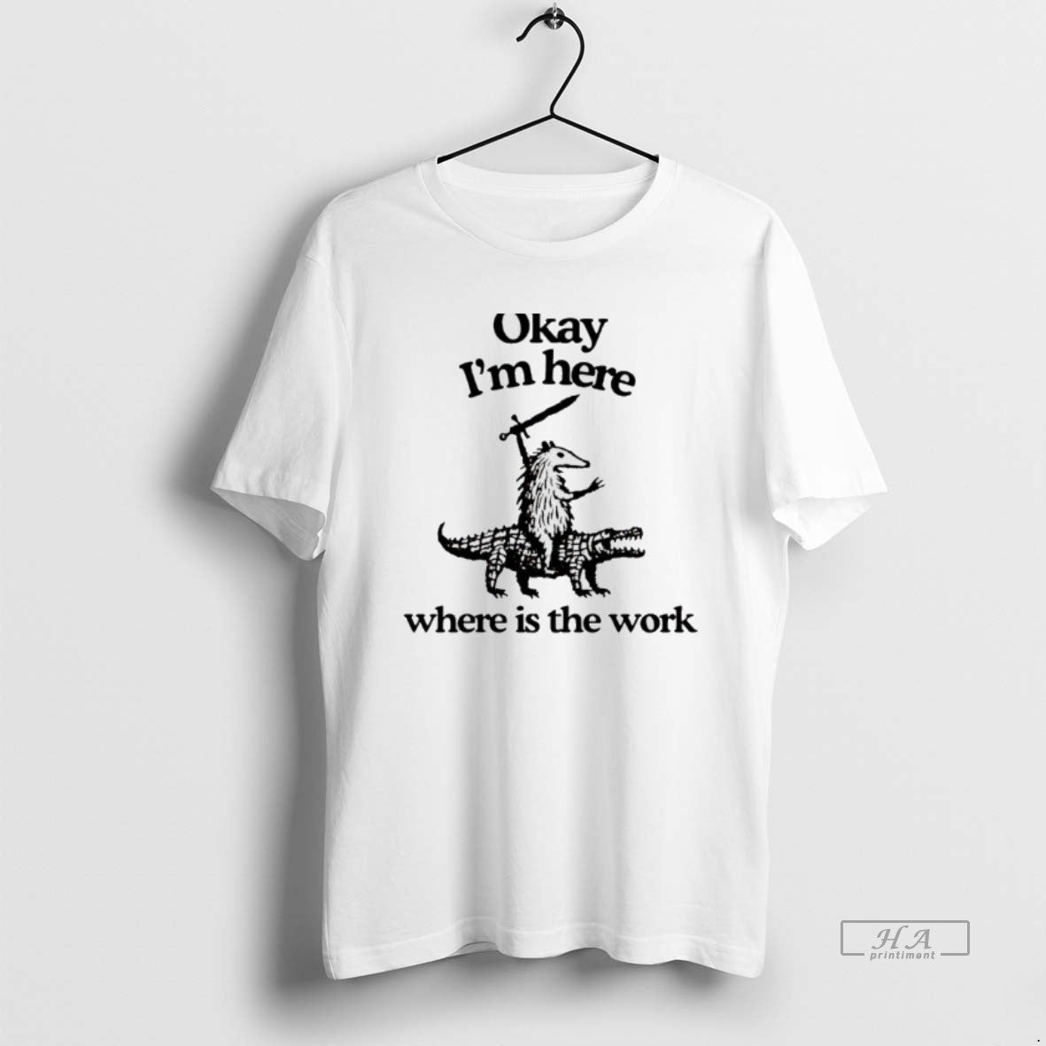Official Opossum Riding Crocodile Okay Im Here Where Is The Work T-Shirts, Hoodie, Sweatshirt | PopFlextees.com