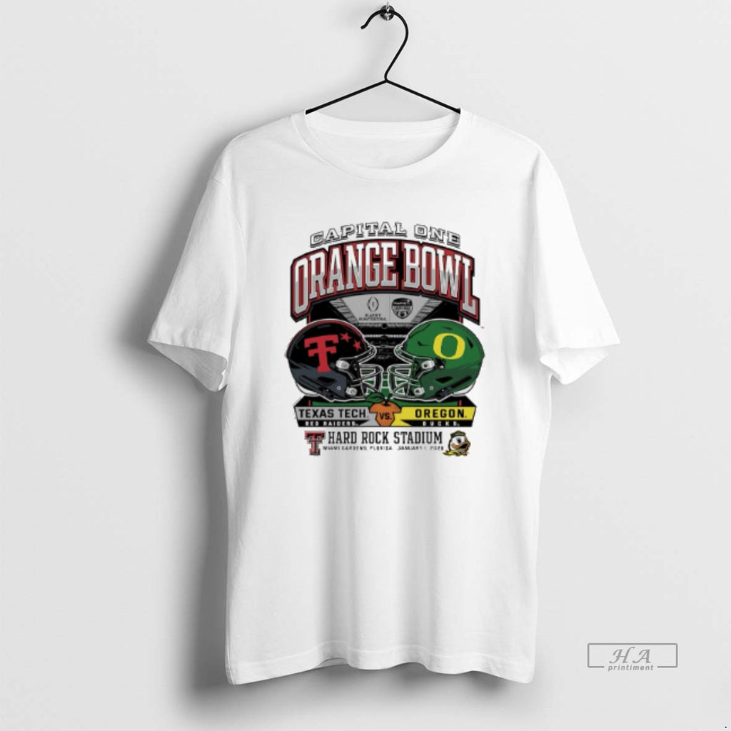 Official Oregon Vs Texas Tech 2025 Orange Bowl Hard Rock Stadium Helmet T-Shirts, Hoodie, Sweatshirt | PopFlextees.com
