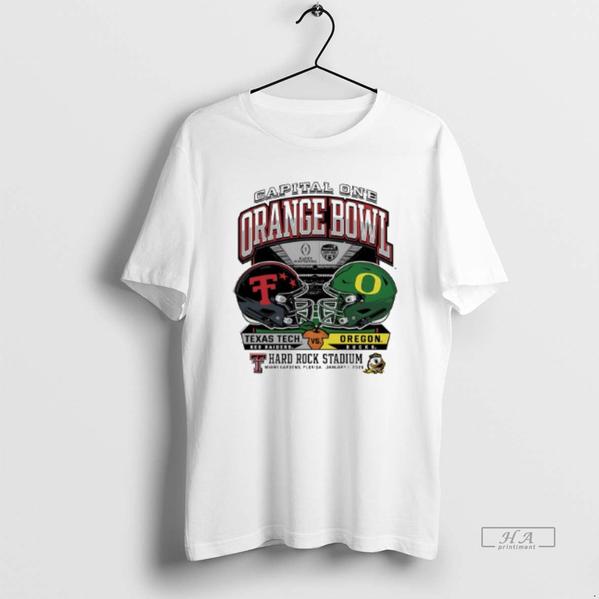 Official Oregon Vs Texas Tech 2025 Orange Bowl Hard Rock Stadium Helmet T-Shirts, Hoodie, Sweatshirt | PopFlextees.com
