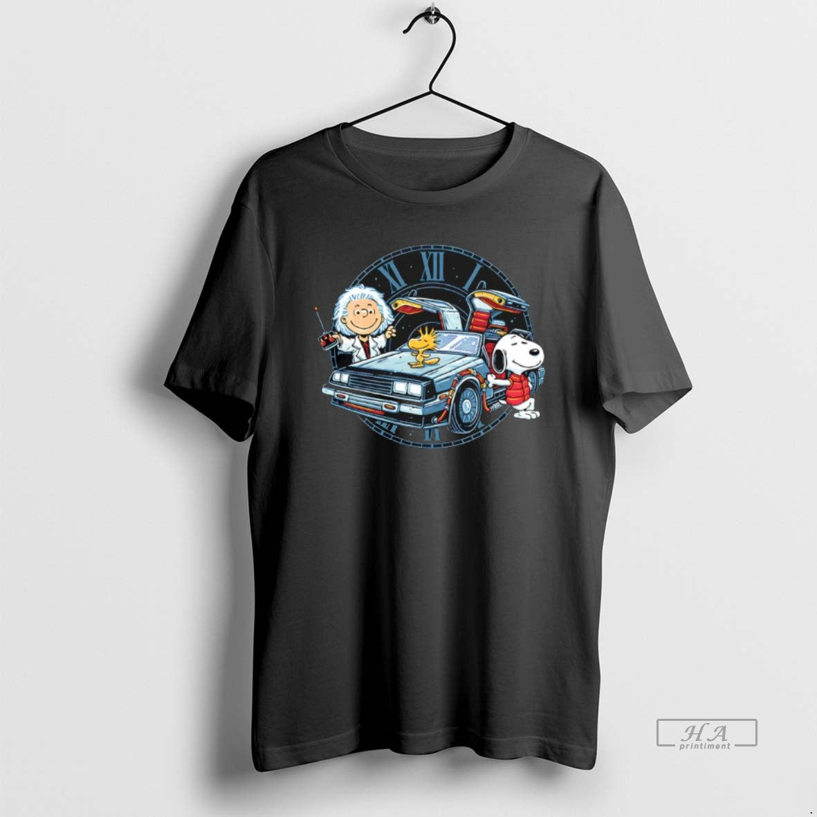 Official Peanuts Characters Back To The Future Time Travel Buddies Graphic T-Shirts, Hoodie, Sweatshirt | PopFlextees.com