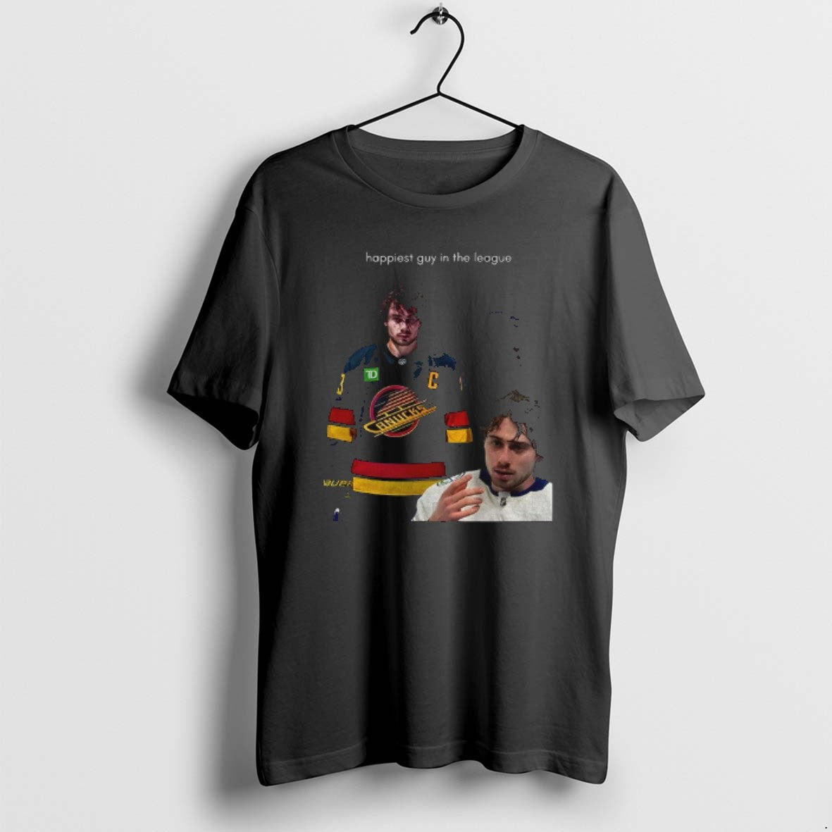 Official Quinn Hughes Happiest Guy In The League T-Shirts, Hoodie, Sweatshirt | PopFlextees.com