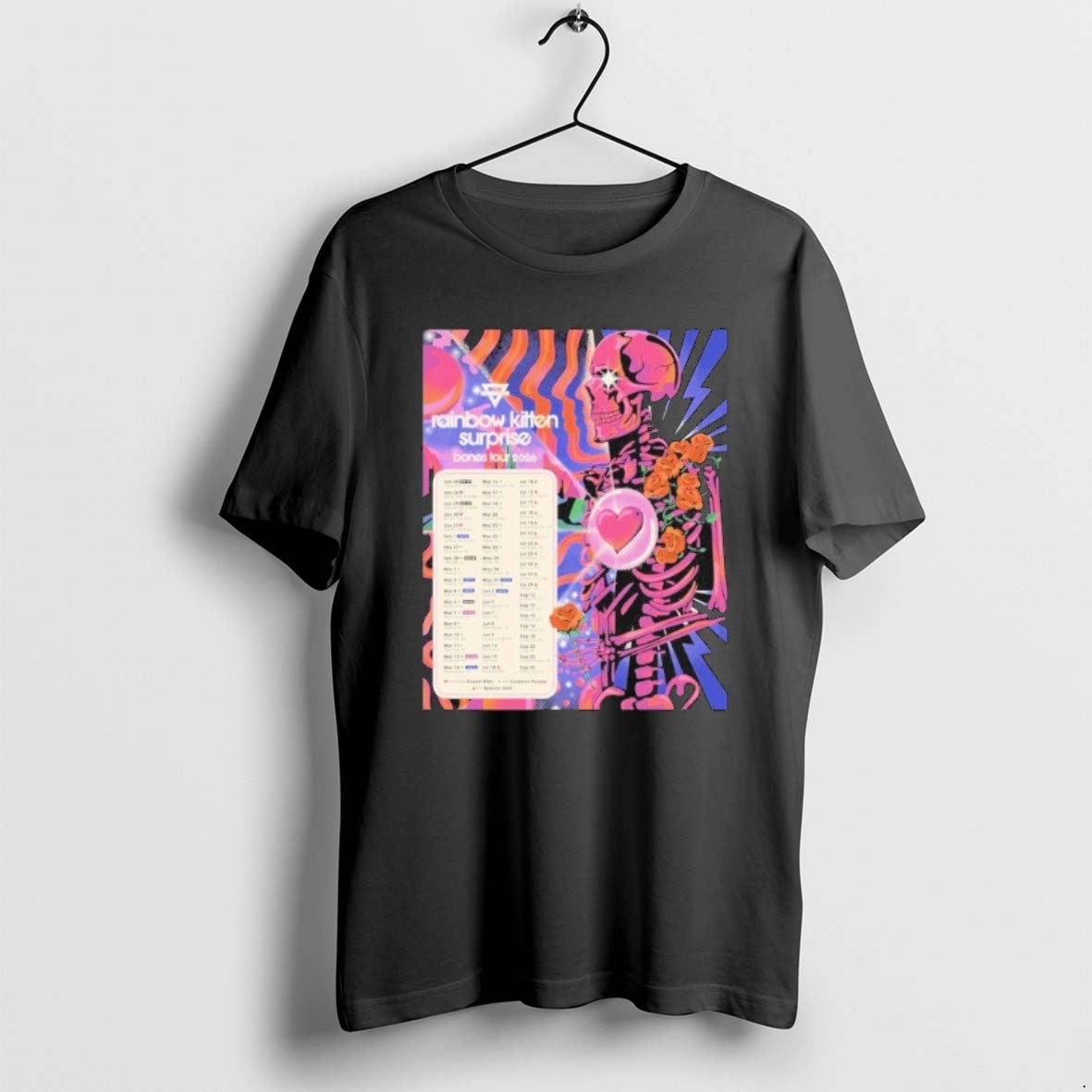 Official Rainbow Kitten Surprise Bones Tour 2026 Skeleton Heart T-Shirts, Hoodie, Sweatshirt | PopFlextees.com