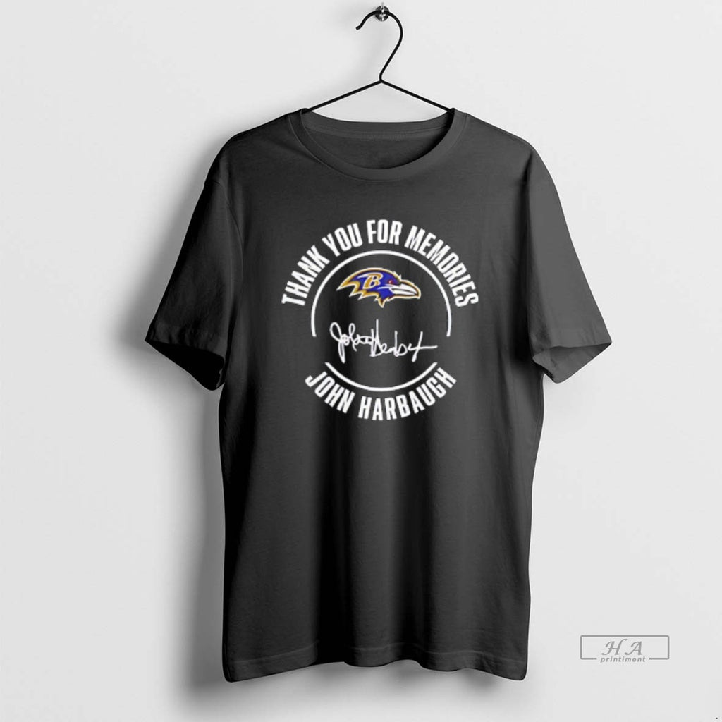 Official Ravens Thank You For Memories Coach Harbaugh T-Shirts, Hoodie, Sweatshirt | PopFlextees.com