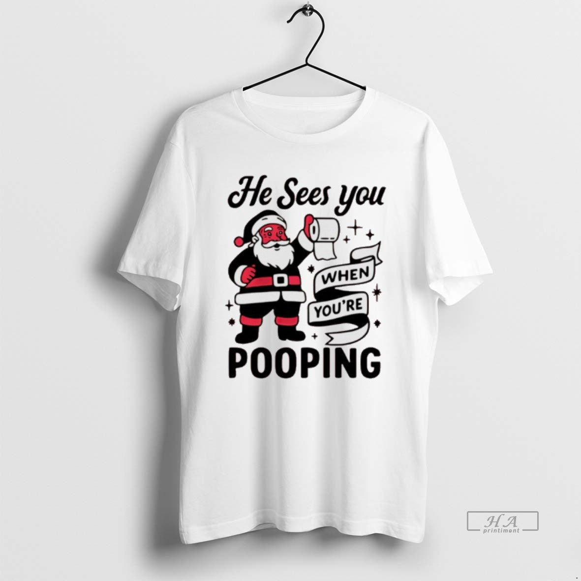 Official Santa Claus He Sees You When Youre Pooping Christmas T-Shirts, Hoodie, Sweatshirt | PopFlextees.com