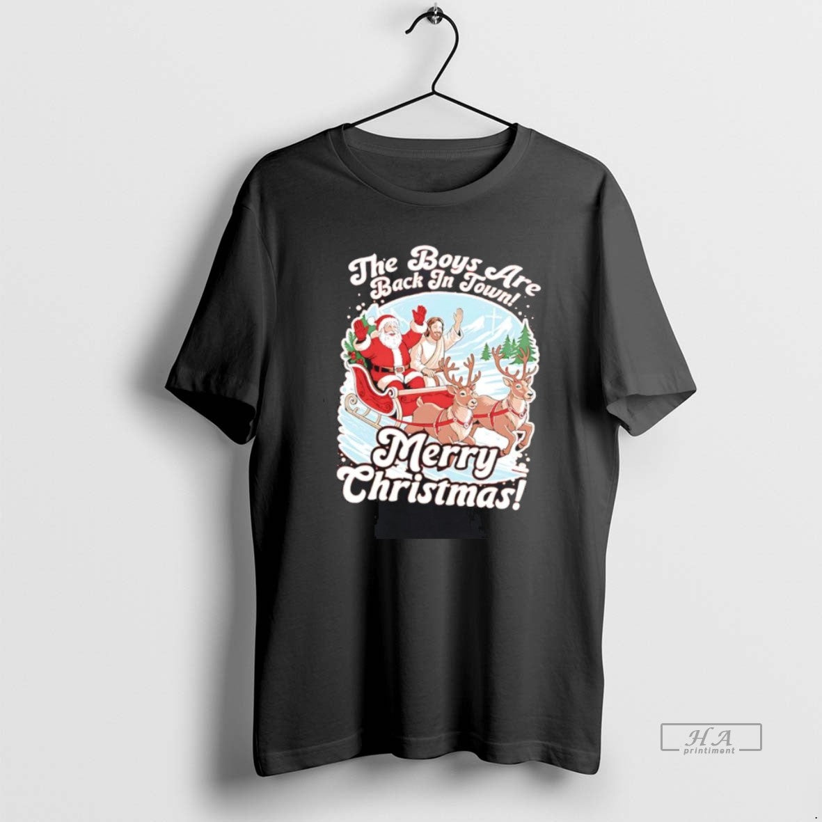 Official Santa Jesus Sleigh The Boys Are Back In Town Merry Christmas T-Shirts, Hoodie, Sweatshirt | PopFlextees.com