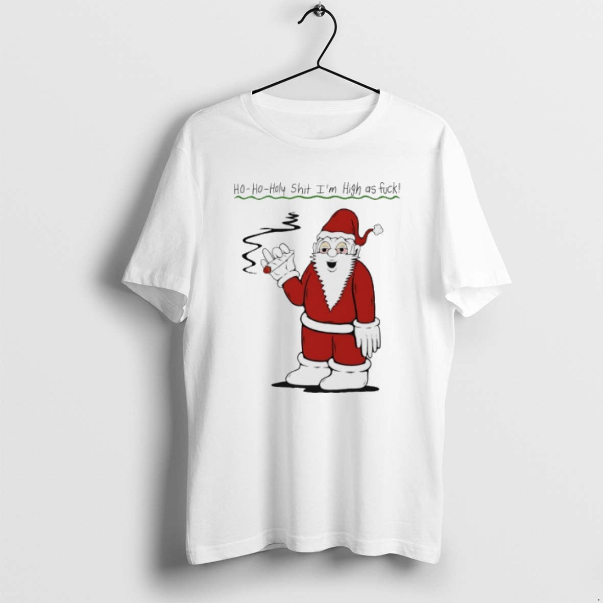 Official Santa Cigar Ho Oho Holy Shit Im High As Fuck T-Shirts, Hoodie, Sweatshirt