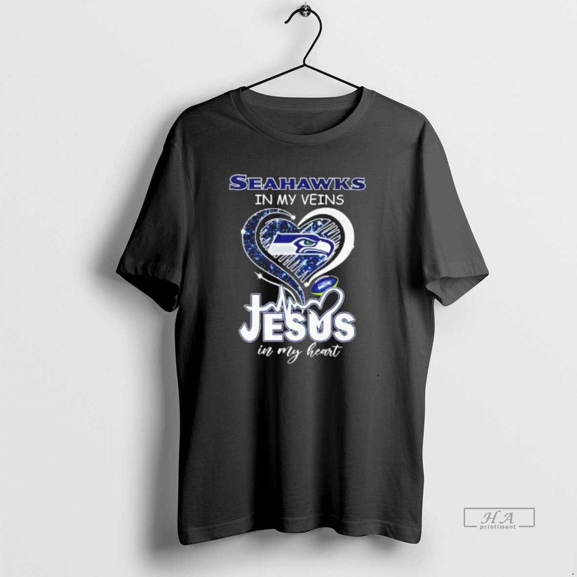 Official Seahawks In My Veins Jesus In My Heart Diamond Heart T-Shirts, Hoodie, Sweatshirt | PopFlextees.com
