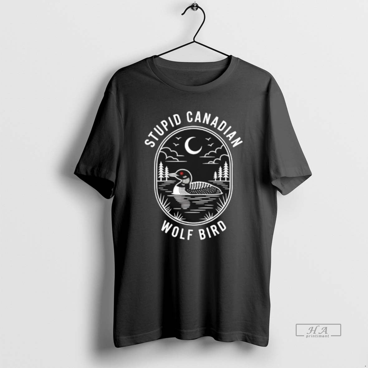 Official Stupid Canadian Wolf Bird Loon Hockey Wildlife T-Shirts, Hoodie, Sweatshirt | PopFlextees.com
