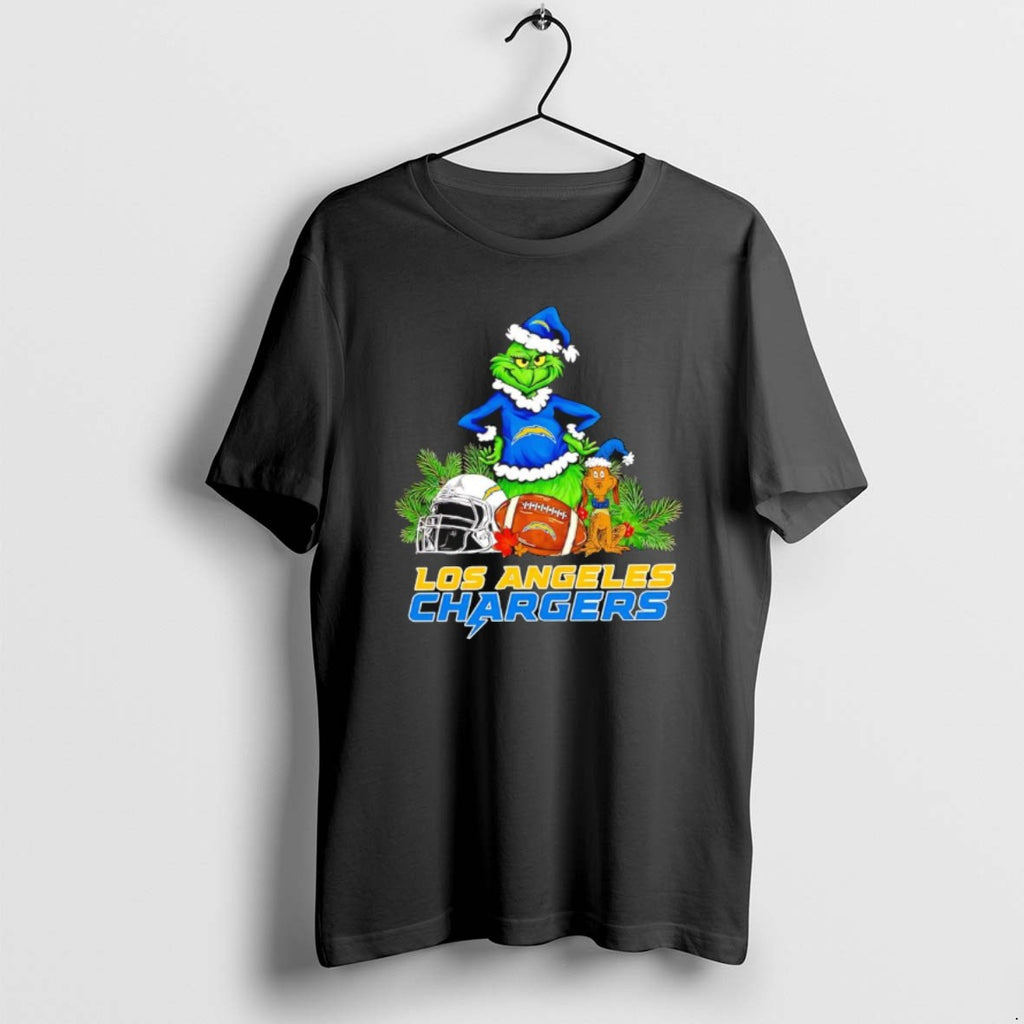 Official The Grinch And Max Los Angeles Chargers Christmas Helmet Items T-Shirts, Hoodie, Sweatshirt | PopFlextees.com