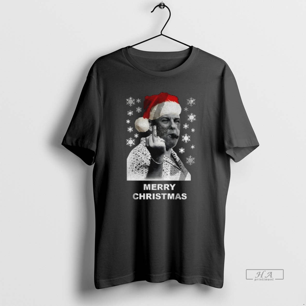 Official The Sopranos Santa Middle Finger Merry Christmas T-Shirts, Hoodie, Sweatshirt | PopFlextees.com