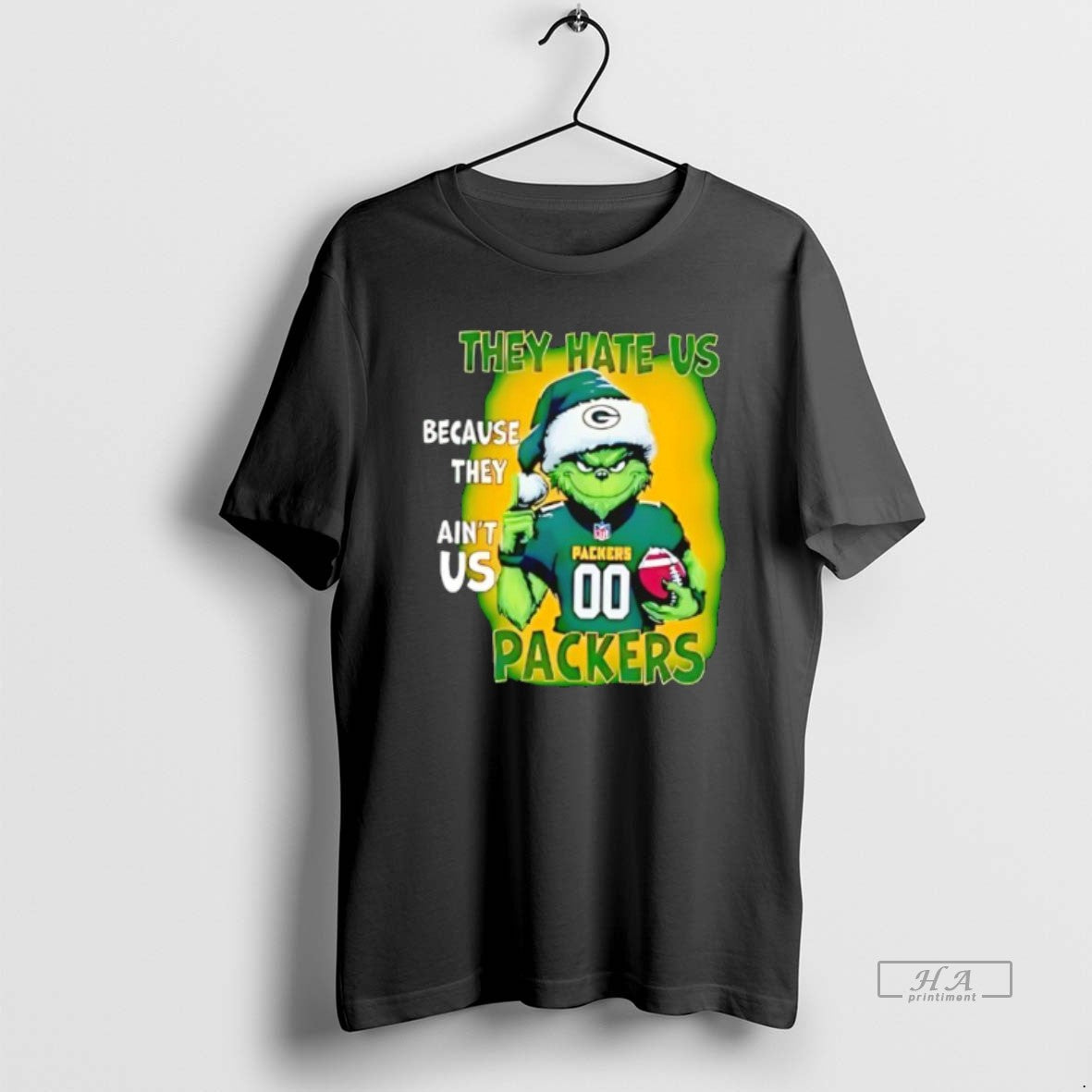 Official They Hate Us Because They Aint Us Green Bay Packers Grinch Santa T-Shirts, Hoodie, Sweatshirt