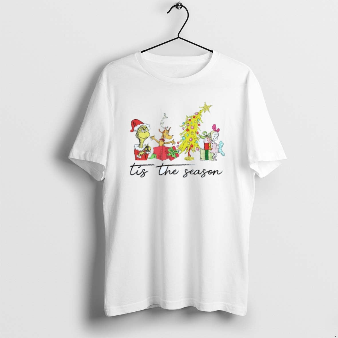 Official Tis The Season Grinch Max Cindy Lou Who And Christmas Tree Mens White Tee Hoodie, Sweatshirt | PopFlextees.com