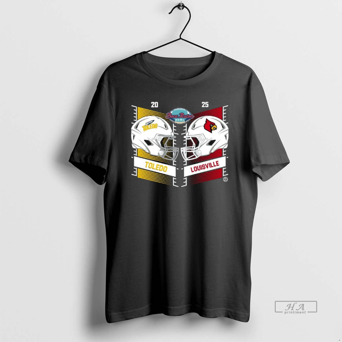 Official Toledo Rockets Vs Louisville Cardinals 2025 Boca Raton Bowl Head Head Helmet T-Shirts, Hoodie, Sweatshirt