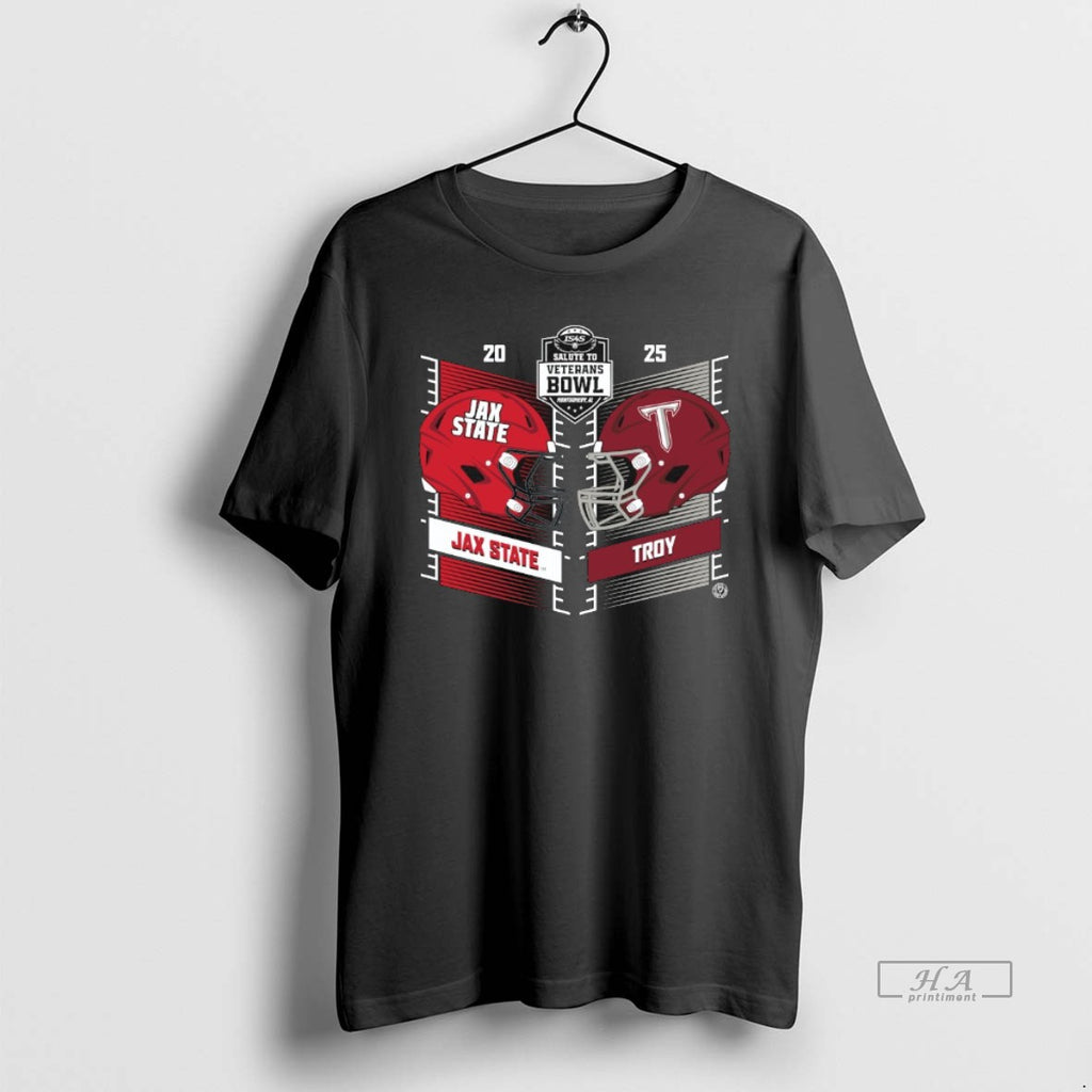 Official Troy Trojans Vs Jacksonville State Gamecocks 2025 Salute Veterans Bowl Head Heat T-Shirts, Hoodie, Sweatshirt