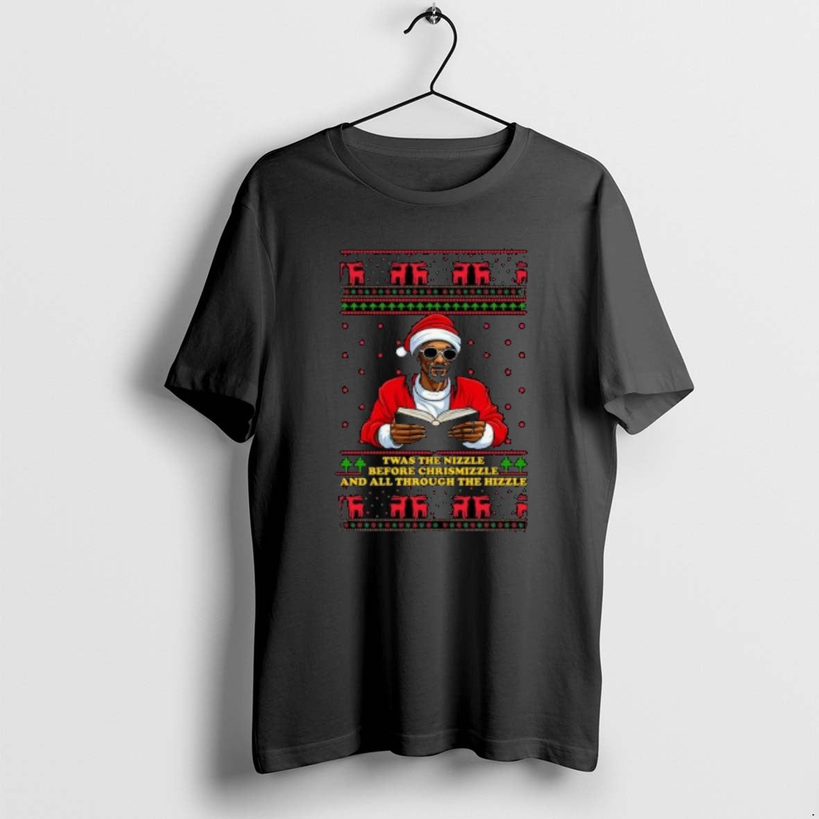 Official Twas The Nizzle Before Christmizzle And All Through The Hizzle Ugly Christmas Circle Black T-Shirts, Hoodie,...